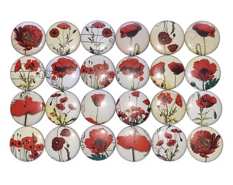 Poppy Magnet, 1", 1.25", 1.5", 2.25", Button Magnet, Poppy Theme, Poppy Decor, Red Poppy, Poppies, Red Flowers, Flowers, Poppy Gift, PF026