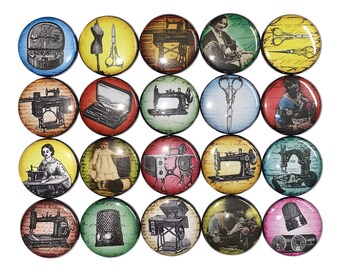 Sewing Magnet, 1", 1.25", 1.5", 2.25", Button Magnet, Thimble Magnet, Sewing Machine Magnet, Sewing, Sewing Theme, Craft Room Decor, CS001