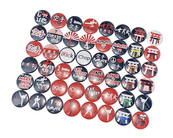 Karate, 1", 1.25", Button, Party Favor, Martial Arts, Karate Decor, Karate Birthday, Karate Theme, Karate Theme, Flatback, Pinback, KM002