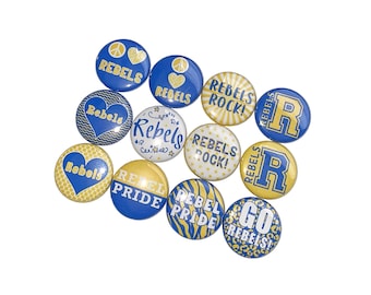 Rebels, Royal Blue, Yellow, 1", 1.25", 1.5", 2.25", Button,Rebels Theme, Rebels Flatback, Rebels Pinback, SM074