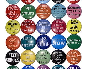 Funny Magnet, 1", 1.25", 1.5", 2.25", Button Magnet, Humor Magnet, Quotes, Funny Decor, Funny Quotes, Humor Theme, Humor, Q034