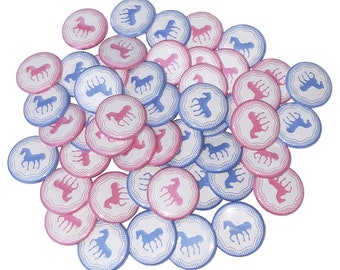 Horse, Gender Reveal, Pink, Blue, 1.25", 1.5", 2.25", Pinback Button, Baby Shower, Pink or Blue, Baby Reveal, Pink or Blue, VB223, VB265