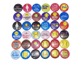Softball Magnet, 1", 1.25", 1.5", 2.25", Button Magnet, Softball Theme, Softball Decor, Party Favor, Softball Gift, Softball, Sports, SE039