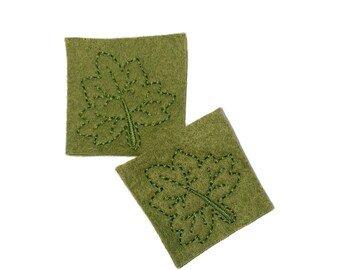 Leaf Felt, 2 Felts, Green, Unfinished, Craft Supply, Size 1 of 4, EMB106
