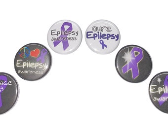 Epilepsy Magnet, 1", 1.25", 1.5", Button Magnet, Epilepsy Theme, Epilepsy Awareness, Epilepsy, Purple Ribbon, Epilepsy Ribbon, CA035
