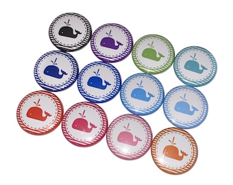 Whale, 1", 1.25", 1.5", 2.25", Button, Whale Party Favor, Whale Theme, Whale Flatback, Whale Pinback, Whale Badge, AQ010