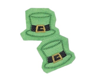 Green Hat Felt, 2 Felts, Green Hat Patch, Green, Black, Gold, Unfinished, Craft Supply, St. Patrick's Day, Size 1 of 3, EMB092