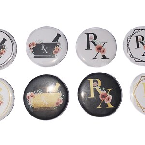 Pharmacy, Rx, 1&quot;, 1.25&quot;, 1.5&quot;, 2.25&quot;, Button, Rx Theme, Pharmacy Theme, Pharmacist Gift, Pharmacist Tech, Flatback, Pinback, Badge, RX005
