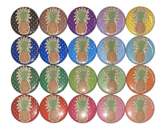 Pineapple Magnet, 1", 1.25", 1.5", 2.25", Button Magnet, Pineapple Decor, Pineapple Theme, Pineapple Party Favor, Pineapple Birthday, FD019