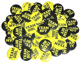 Gender Reveal, Yellow, Black, Bee, 1.25", 1.5", 2.25", Pinback Button, Bee Theme, Baby Shower, Boy, Girl, Team Boy, Team Girl, VB091, VB148