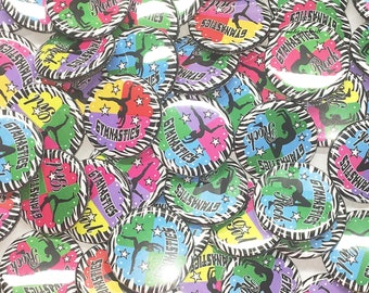 Gymnastics, 1", 1.25", 1.5", Button, Tumbling, Gymnastics Decor, Party Favor, Gymnastics Theme, Gift, Flatback, Pinback, Badge, CD012