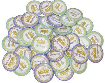Gender Reveal, Prince, Princess, Mint, Lavender, Gold, 1.25", 1.5", 2.25", Pinback Button, Prince, Princess, Reveal, Crown, VB315, VB336