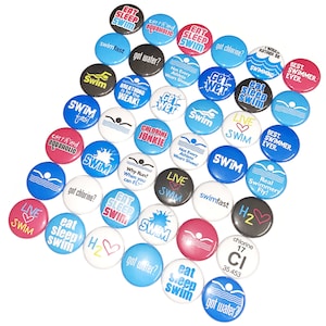 Swimmer, 1&quot;, 1.25&quot;, 1.5&quot;, 2.25&quot;, Button, Party Favor, Swim Team, Swim Theme, Swim Decor, Swim, Birthday, Swimming, Flatback, Pinback, WS004