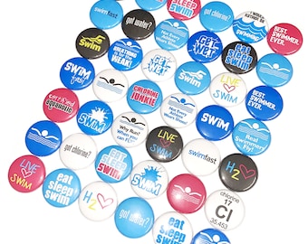 Swimmer, 1", 1.25", 1.5", 2.25", Button, Party Favor, Swim Team, Swim Theme, Swim Decor, Swim, Birthday, Swimming, Flatback, Pinback, WS004