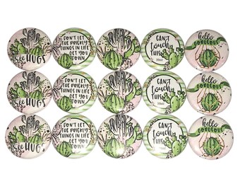 Cactus Magnet, 1", 1.25", 1.5", 2.25", Button Magnet, Cactus, Cactus Theme, Cactus Decor, Party Favor, Plant, Green, Friend, Desert, PF018