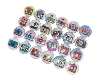 Camera, Photography, 1", 1.25", 1.5", 2.25", Button, Camera Theme, Party Favor, Camera Decor, Photo, Photographer, Flatback, Pinback, CP002