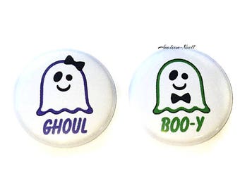 Ghost Gender Reveal, Purple, Green, 1.25", 1.5", 2.25", Pinback Button, Halloween, Baby Reveal, Boy or Girl, Vote, Baby Shower, VB045, VB052