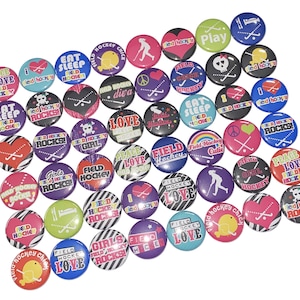 Field Hockey, 1", 1.25", 1.5", Button, Field Hockey Theme, Field Hockey Decor, Party Favor, Birthday, Flatback, Pinback, Pin, Badge, SE033 image 1