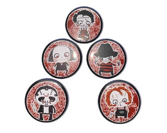 Nightmare Magnet, Horror, Fall, 1", 1.25", 1.5", 2.25", Button Magnet, Halloween Theme, Fall Decor, Slasher, Horror, Nightmare, Scary, H009