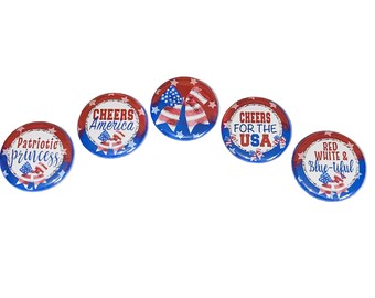 Patriot Magnet, 1", 1.25", 1.5", Button Magnet, Independence Day, USA Magnet, America, Patriotic Theme, Bow, Memorial Day, Labor Day, PC021
