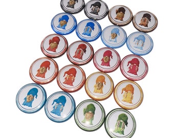 Gnomes, 1", 1.25", 1.5", 2.25", Button, Gnome Decor, Gnome Theme, Gnomes Birthday, Party Favor, Gnome Flatback, Gnome Pinback, Pin, HT011
