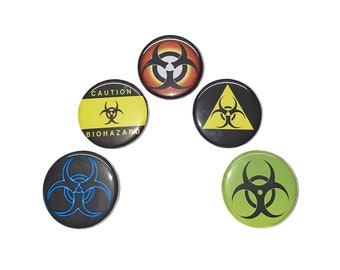Biohazard Magnet, 1", 1.25", 1.5", Button Magnet, Lab Warning, Science Party, Biohazard Theme, Danger Sign, Lab Theme, Chemistry, MS002