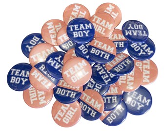 Gender Reveal, Twins, Navy Blue, Coral, 1.25", 1.5", 2.25", Pinback Button, Twin Baby Shower, Twin Baby Reveal, Votes, VB099, VB151, VB409