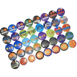 Basketball, 1&quot;, 1.25&quot;, 1.5&quot;, Button, Basketball Theme, Basketball Decor, Gift, Basketball Party Favor, Flatback, Pinback, SE009