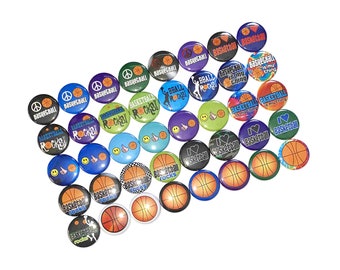 Basketball, 1", 1.25", 1.5", Button, Basketball Theme, Basketball Decor, Gift, Basketball Party Favor, Flatback, Pinback, SE009