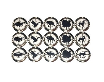 Hunting Magnet, 1", 1.25", 1.5", Button Magnet, Duck Hunting, Alligator Hunting, Turkey Hunting, Deer Hunting, Moose, Hunting Theme, HM001