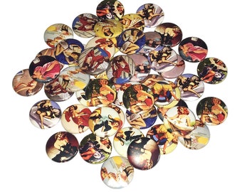 Pin Up Girl, 1", 1.25", Button, Pinups, Pin Up Theme, Pin Up Decor, Party Favor, Gift, Women, Mature, Flatback, Pinback, Pin, Badge, AM014