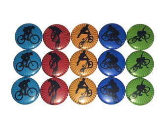 Bike Magnet, 1", 1.25", 1.5", 2.25", Button Magnet, Silhouette, Bike, Stunt Biker, Party Favor, Bicycle Magnet, Stunt Cyclist, Cycle, BY002