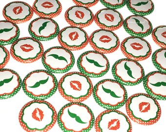 Gender Reveal, Kiss, Lip, Mustache, 1.25", 1.5", 2.25", Pinback Button, Stach, Green, Orange, Baby Reveal, Fall, Mister, Miss, VB245, VB250
