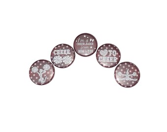 Maroon Cheer, Cheer Magnet, 1", 1.25", 1.5", Button Magnet, Cheer Theme, Cheer Decor, Cheerleading, Cheer Gift, Cheer Birthday, Pom, CD030
