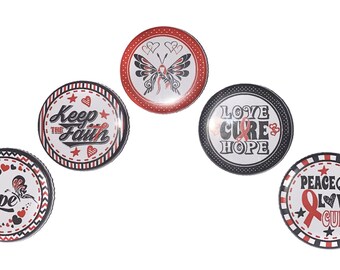 Red Ribbon, 1", 1.25", 1.5, 2.25", Button, Heart Disease, Red Ribbon Theme, Red Ribbon Decor, Flatback, Pinback, Pin, Badge, CA022