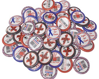 Trafficking, Blue Ribbon, 1", 1.25", 1.5", 2.25", Button, Human Trafficking, Trafficking Theme, Stop Trafficking, Flatback, Pinback, CA034