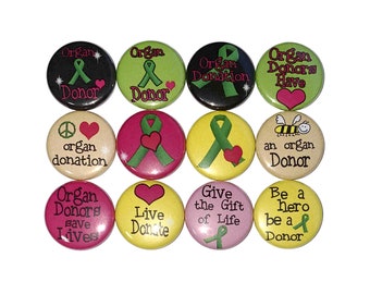 Organ Donor Magnet, 1", 1.25", 1.5", Button Magnet, Green Ribbon Magnet, Green Ribbon Theme, Organ Donor Theme, Donor Ribbon, CA048