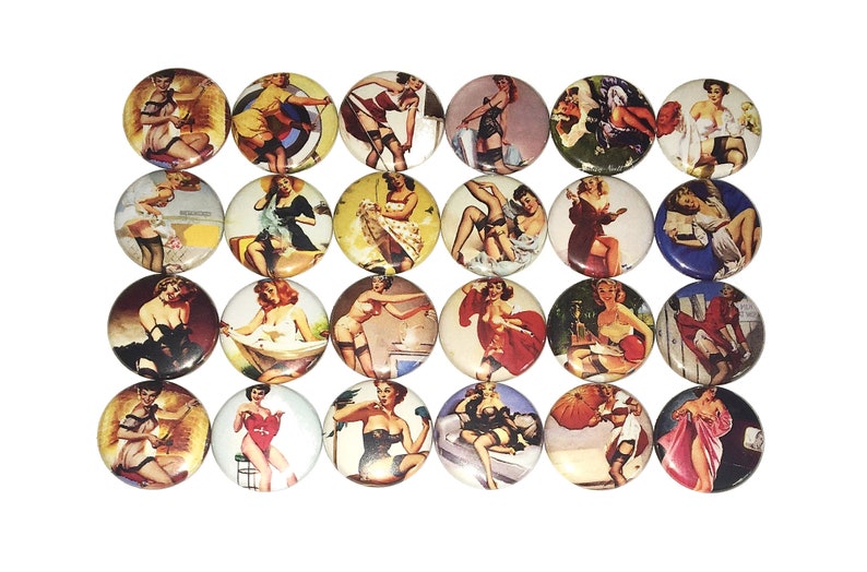 Pin up 1 1.25 Button Pinup Girl Etsy