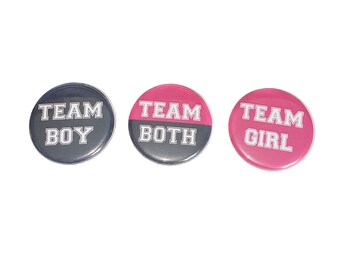 Gender Reveal, Twins, Black, Dark Pink, 1.25", 1.5", 2.25", Pinback Button, Boy or Girl, Team Both, Reveal, Twin Reveal, VB150, VB092, VB418