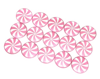 Pink Peppermint, 1", 1.25", 1.5", 2.25", Button, Peppermint, Peppermint Theme, Peppermint Decor, Pink Candy, Flatback, Pinback, Pin, FD040
