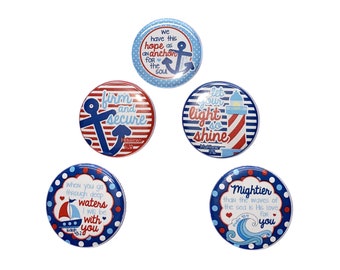 Christian Magnet, 1", 1.25", 1.5", 2.25", Button Magnet, Anchor Magnet, Hope, Religious Magnet, Nautical Magnet, Scripture Magnet, FT007