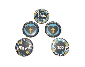 Blessed Magnet, 1", 1.25", 1.5", Button Magnet, Cross Magnet, Beautiful, Black, Blue, Turquoise, Sassy Magnet, Cross, Sassy, Gold, FT016
