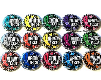 Mammo Tech Magnet, 1", 1.25", Button Magnet, Mammo Tech, Mammo, Mammo Theme, Gift, Mammo Tech Decor, Mammogram, Breast, Mammography, XR007
