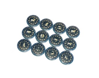 Zodiac, 1", 1.25", 1.5", 2.25", Button, Horoscope Theme, Zodiac Decor, Horoscope Decor, Horoscope, Zodiac Theme, Flatback, Pinback, ZP016