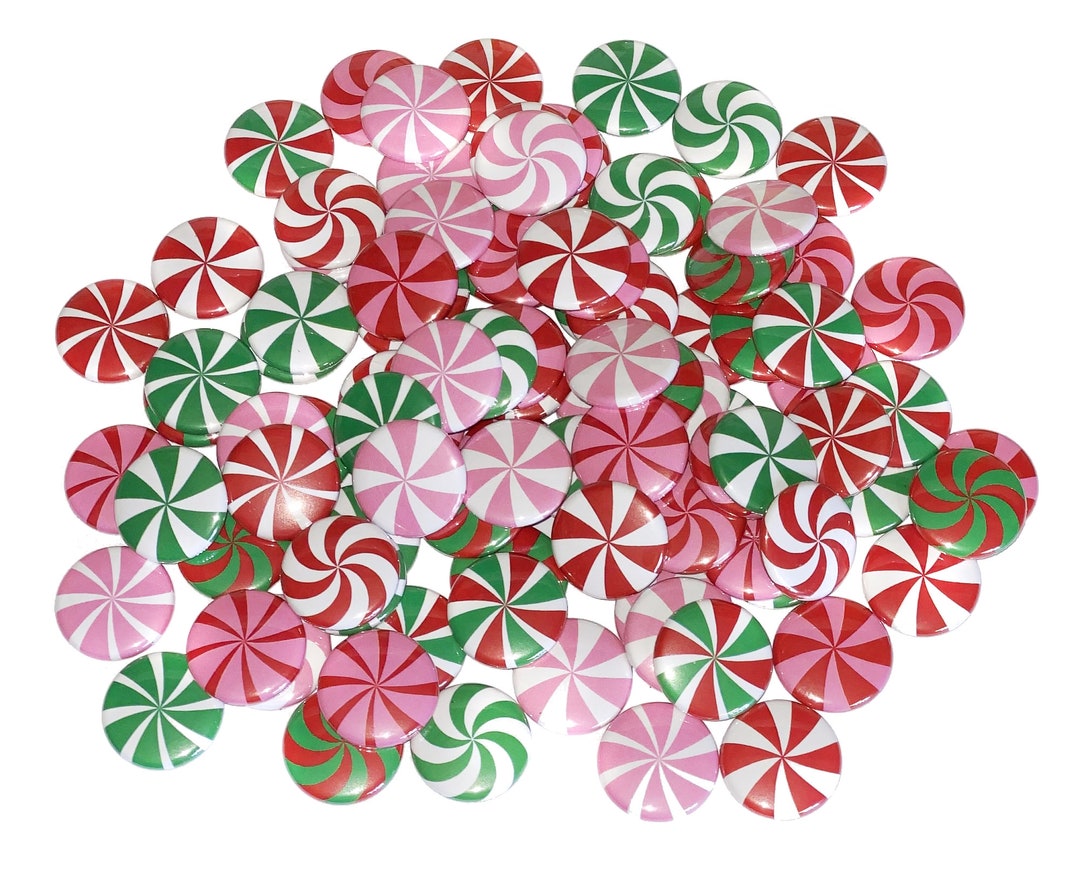 Peppermints, 1, 1.25, Button, Green Peppermint, Red Peppermint, Pink