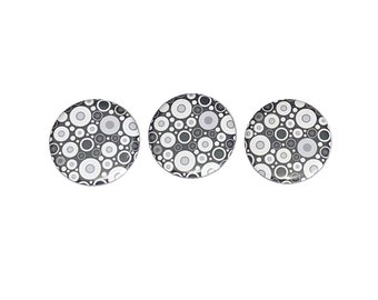 Black Dot Magnet, 1", 1.25", Button Magnet, Black Polka Dot, Polka, Black and White Decor, White and Black Magnet, Black Office Decor, BK004
