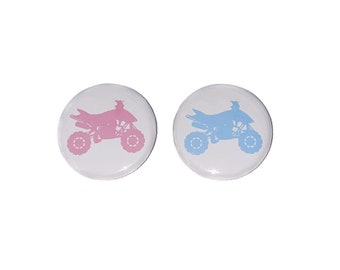 Reveal, Blue, Pink, Wheels, 1.25", 1.5", 2.25", Pinback Button, Boy or Girl, Baby Reveal, Pregnancy Reveal, Baby Vote, Quads, VB018, VB025