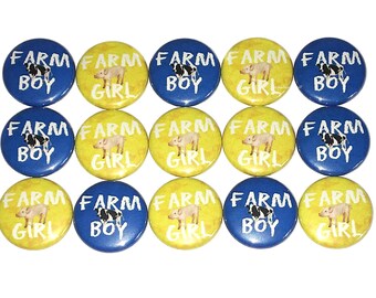 Farming Magnet, 1", 1.25", Button Magnet, Farm Theme, Farm Decor, Farm Girl, Farm Boy, Pig, Cow, Party Favor, Gift, Birthday, Farmer, FG005