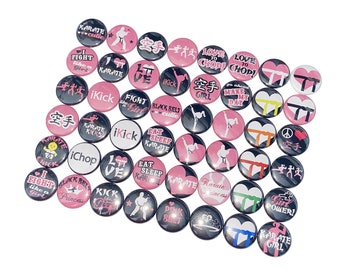 Karate, 1", 1.25", Button, Karate Birthday, Gift, Party Favor, Karate Theme, Martial Arts, Fight, Girl, Flatback, Pinback, Pin, Badge, KM004
