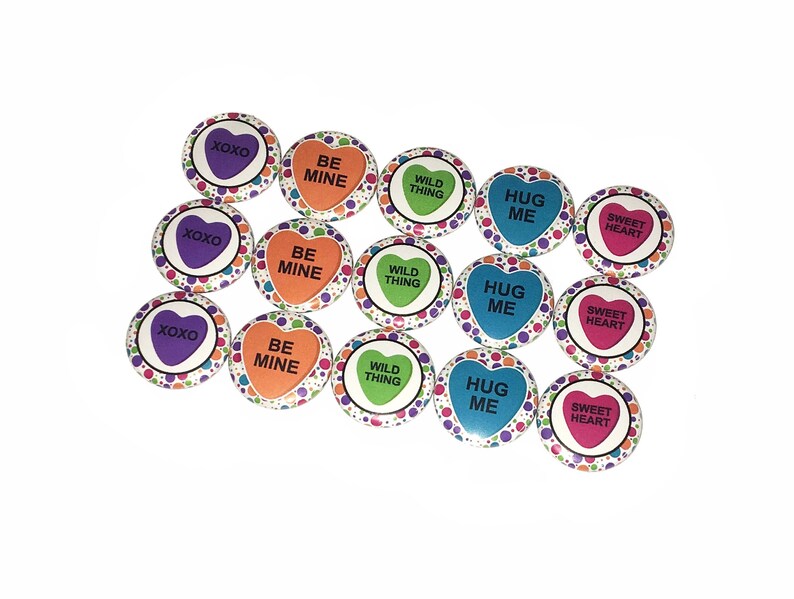 Heart, 1, 1.25, 1.5, 2.25, Button, Heart, Heart Theme, Party Favor, Valentine's Day, Flatback, Pinback, V001 image 6